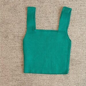 SHEIN Turquoise Ribbed Tank Top